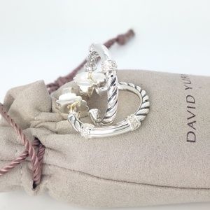 David Yurman 22'mm Metro Diamond Sterling Silver Hoop Earrings